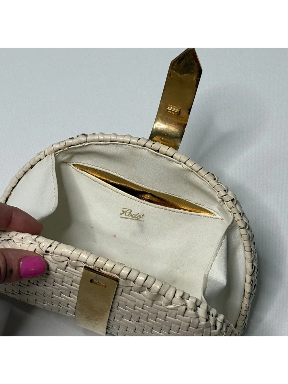 Vintage RODO Italy Woven Straw Wicker Clutch Evening Bag